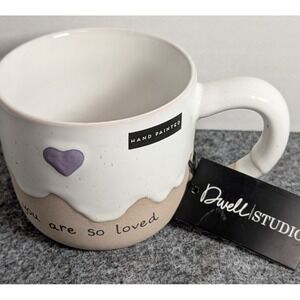 Dwell Studio "you are so loved" Hand Painted Stoneware Coffee Mug 16 oz NWT